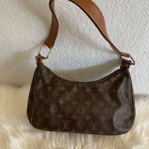Tan and Brown Monogram Shoulder Bag